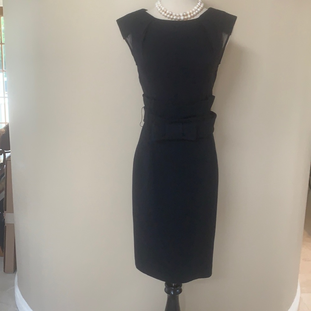 HaniiY Navy Wool & Silk Evening Dress 38